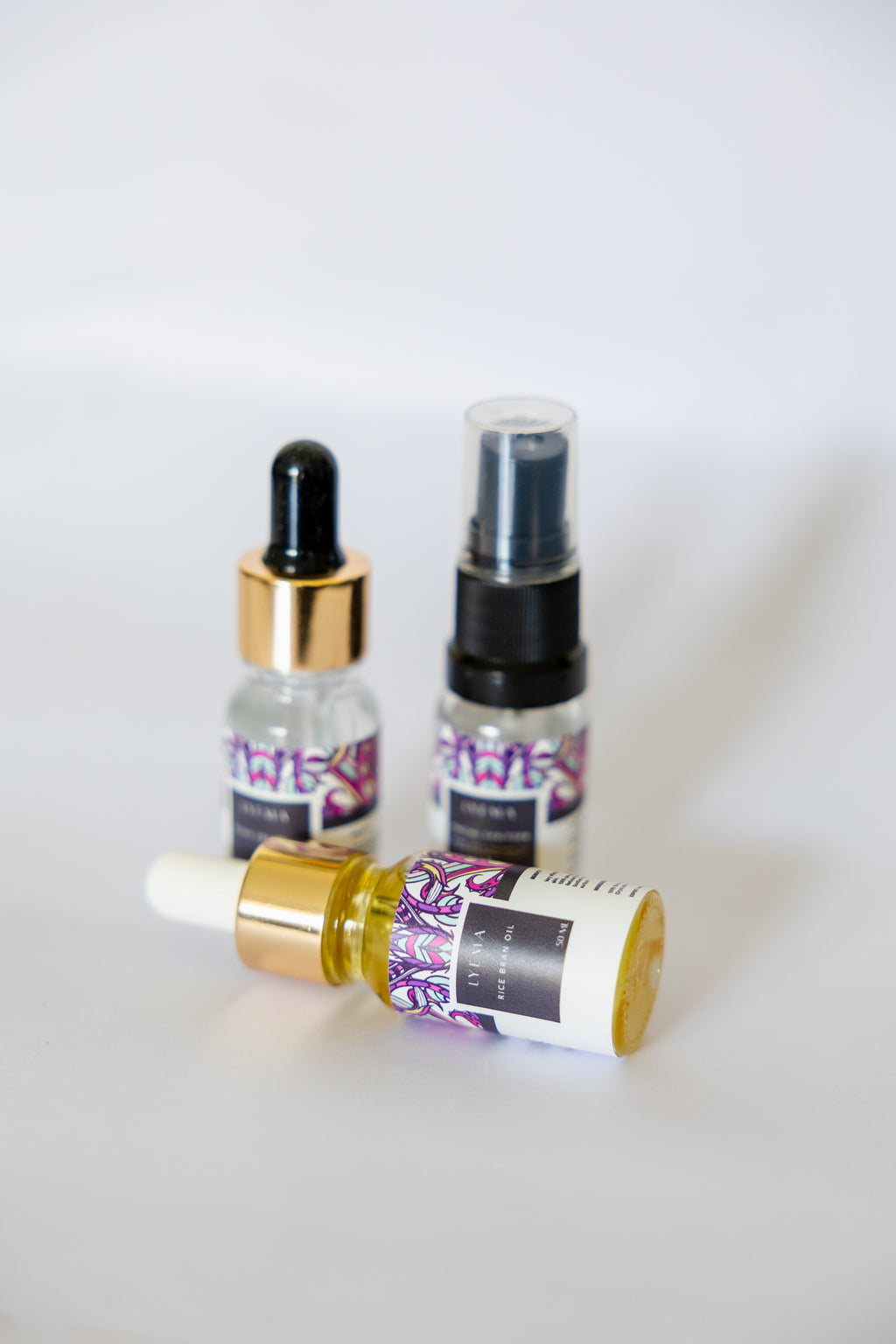 LYEMA Mini Skincare Kit, Facial Spritzer, Olive Squalane, Rice Bran Oil, with Gua Sha Tool, 10ml Each, 4-Piece Set
